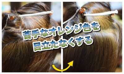 【ヘナ】で染めるとオレンジ色が苦手で”ハーバルブラウン”で落ち着かせる♪