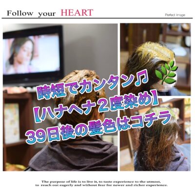 時短でカンタン♬【ハナヘナ２度染め】３９日後の髪色はコチラ